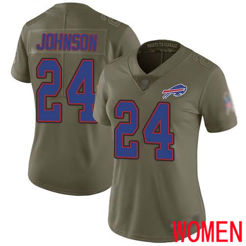 Women Buffalo Bills #24 Taron Johnson Limited Olive 2017 Salute to Service NFL Jersey